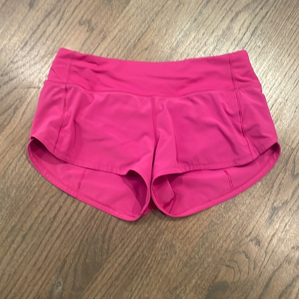 LULULEMON RIPENEND RASPBERRY SPEED UP SHORTS
